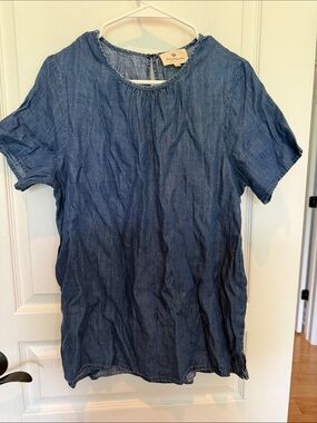 Women’s Indigo Short-Sleeve Denim-Blouse